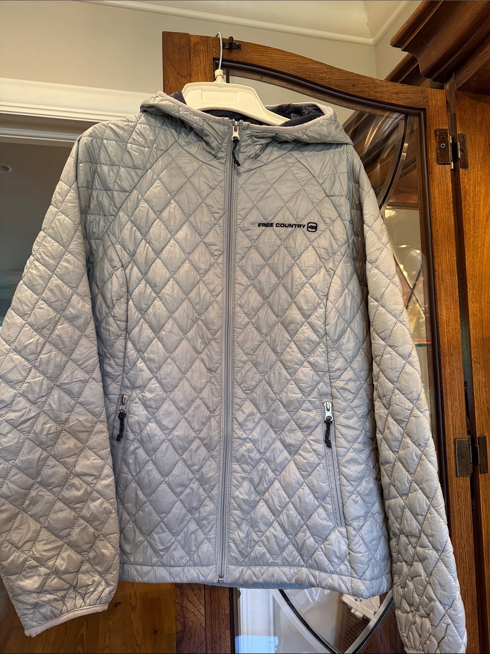 Free Country Light Gray Quilted Hooded Jacket